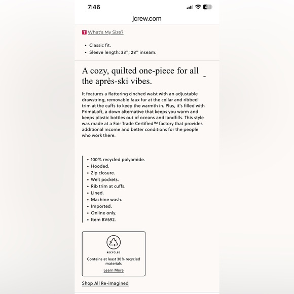 J. Crew Snowsuit -Size XXL -New with Tags - Picture 3 of 7